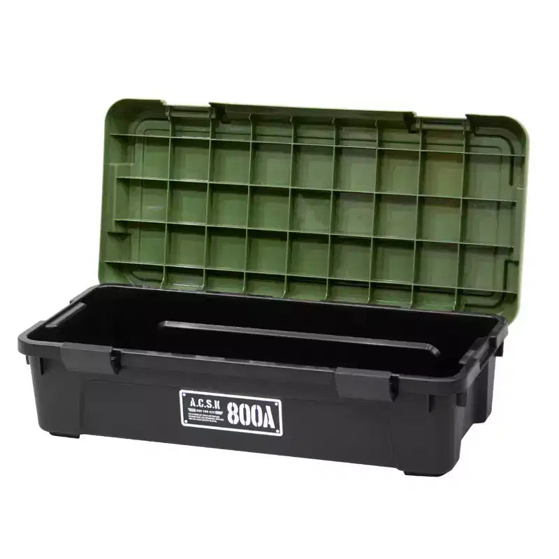 JEJ Astage Tough Trunk 800AX Contenitore per Stoccaggio Impilabile Robusto Multiuso Verde Nero