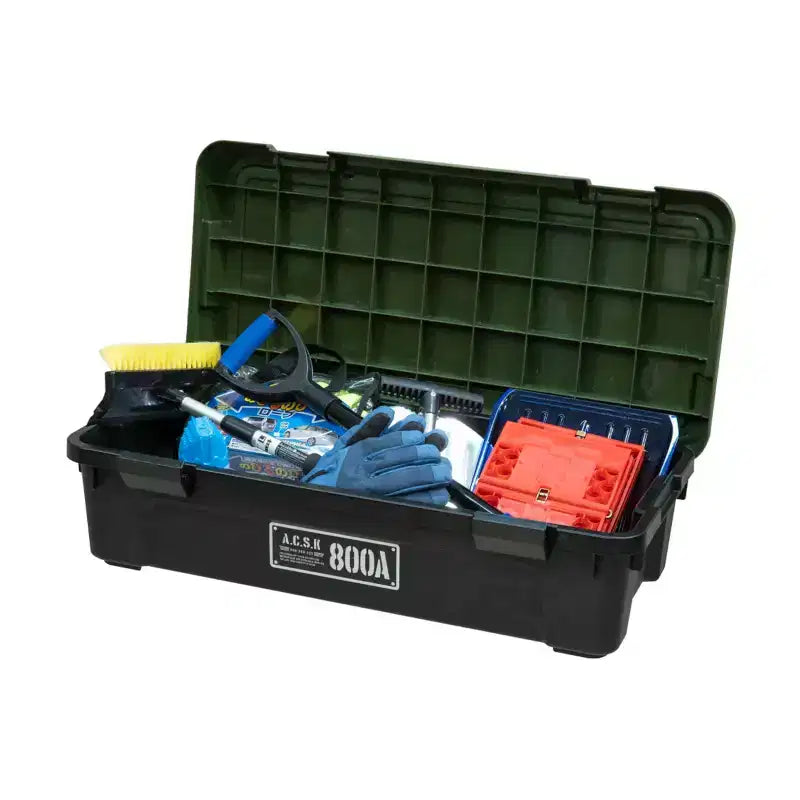 JEJ Astage Tough Trunk 800AX Contenitore per Stoccaggio Impilabile Robusto Multiuso Verde Nero