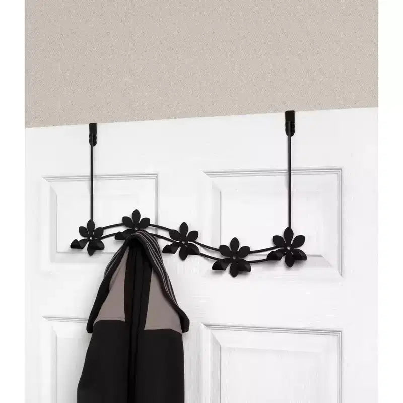 Spectrum Diversified Flower Attaccapanni da Porta con 5 Ganci: Portatutto in Metallo e Legno, Organizzatore Universale Portatile