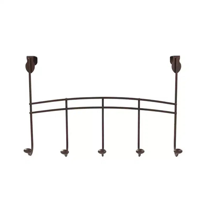 Spectrum Diversified Duche Stainless Steel Over The Door 5 Hook Rack Brown