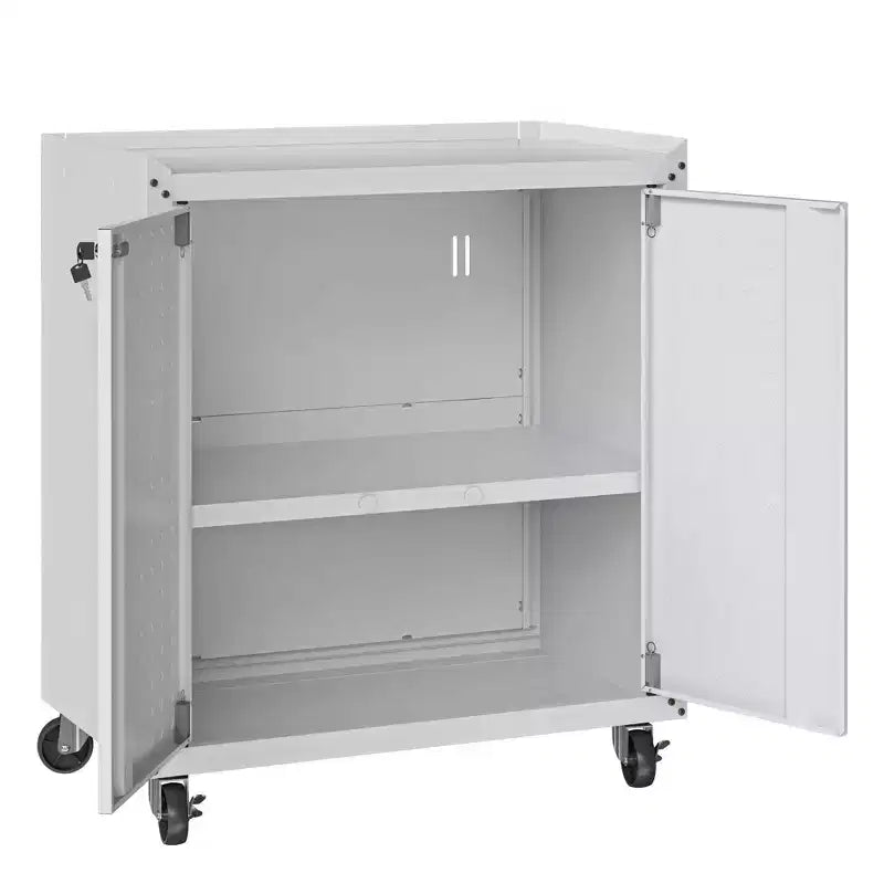 Manhattan Comfort Fortress Set 3.0 Mobile Salvaspazio da Garage con Armadietto e Banco da Lavoro, 3 pz, Bianco
