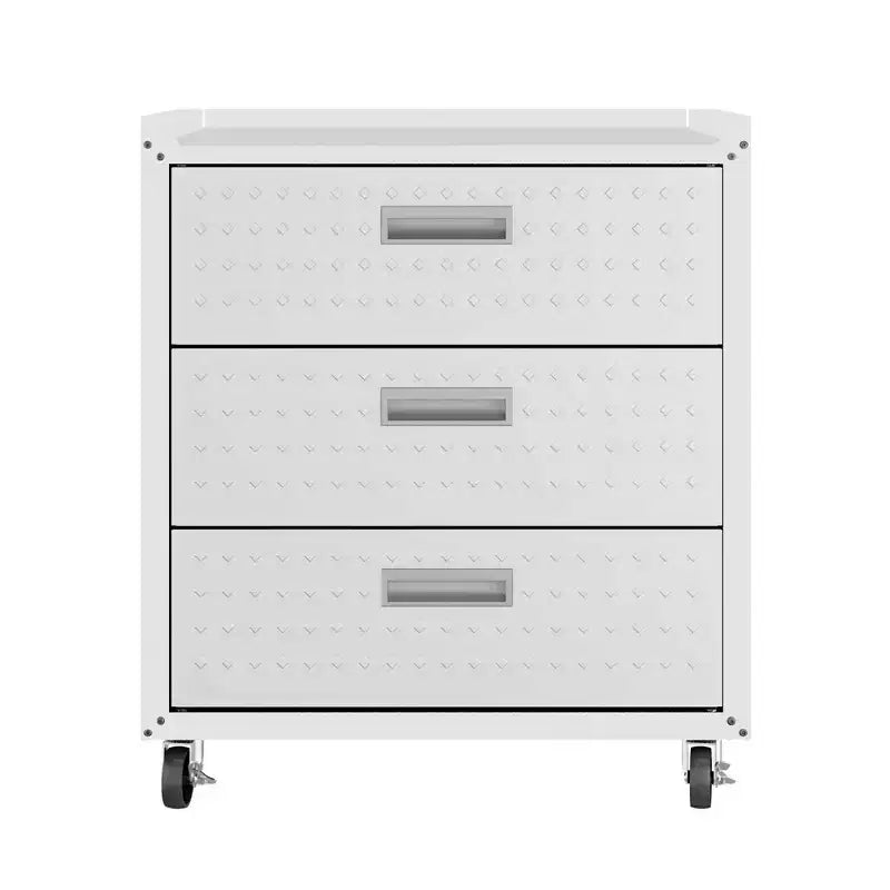 Manhattan Comfort Fortress Set 3.0 Mobile Salvaspazio da Garage con Armadietto e Banco da Lavoro, 3 pz, Bianco