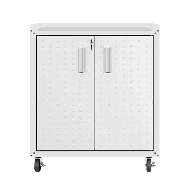 Manhattan Comfort Fortress Set 3.0 Mobile Salvaspazio da Garage con Armadietto e Banco da Lavoro, 3 pz, Bianco