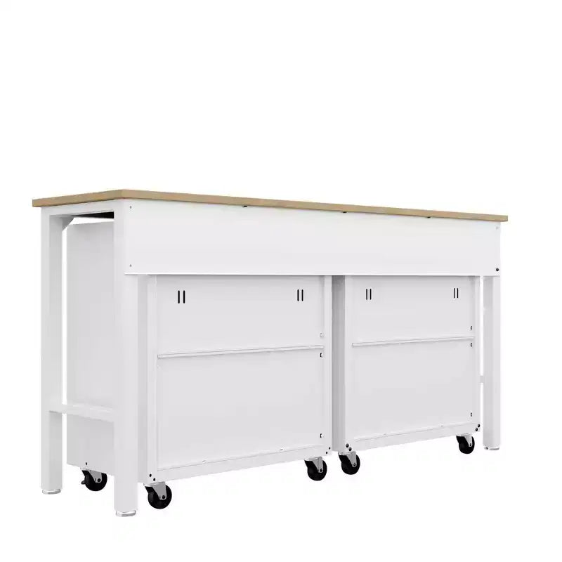 Manhattan Comfort Fortress Set 3.0 Mobile Salvaspazio da Garage con Armadietto e Banco da Lavoro, 3 pz, Bianco
