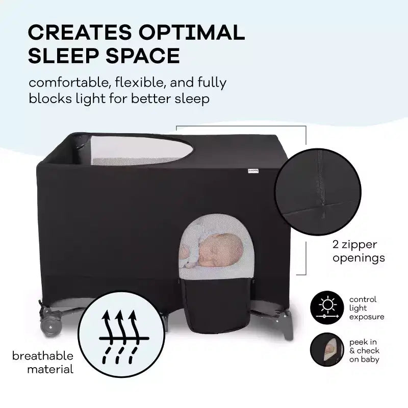 Hoovy Playard Copertura Oscurante Traspirante ed Estensibile - Nero
