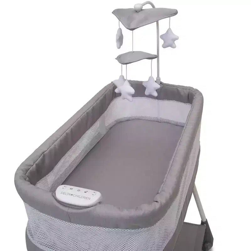 Culla a Dondolo Shooting Star di Simmons Kids con Rete Traspirante - Platinum