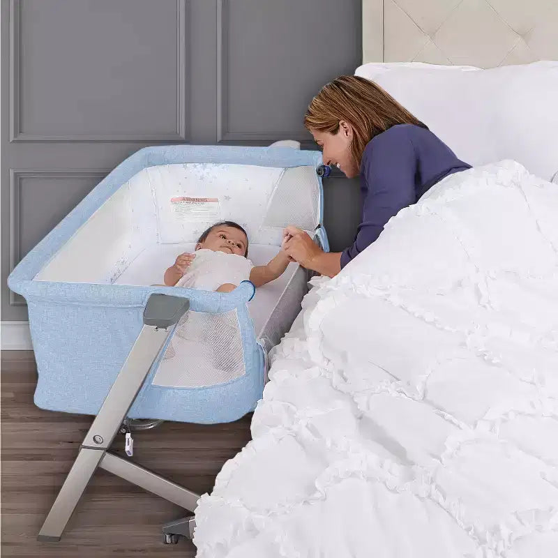 Dream On Me Skylar Carrozzina e Co-Sleeping - Blu: Altezza Regolabile, Pieghevole per un Facile Trasporto, Telaio in Metallo
