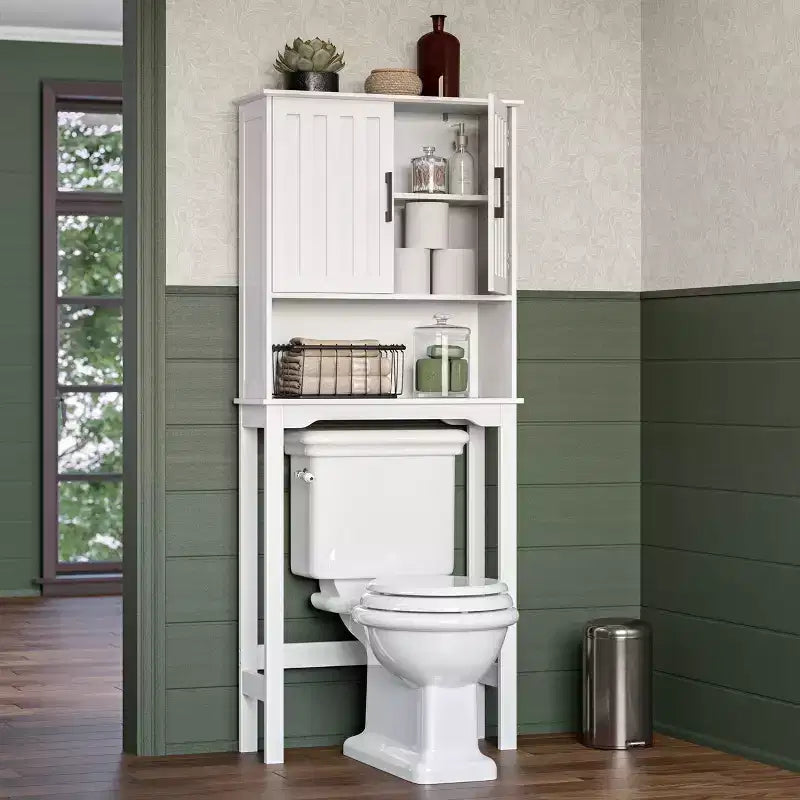Mobiletto da bagno salvaspazio RiverRidge Monroe da posizionare sopra il WC, con ripiano regolabile - Bianco