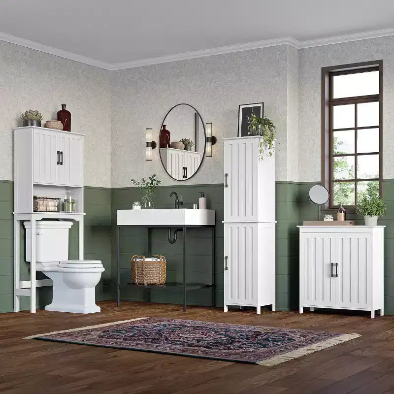 Mobiletto da bagno salvaspazio RiverRidge Monroe da posizionare sopra il WC, con ripiano regolabile - Bianco
