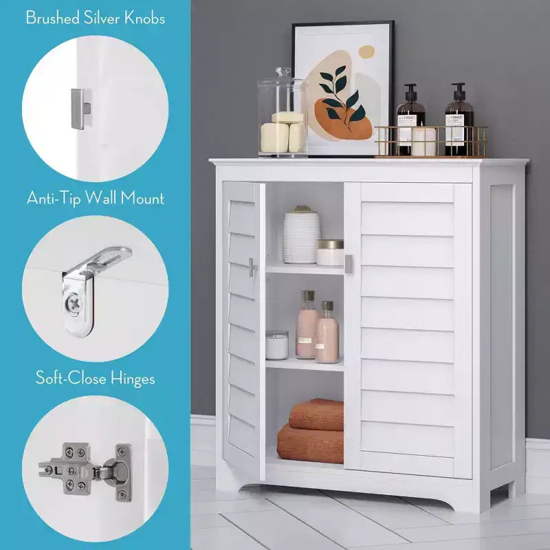 RiverRidge Brookfield, mobiletto e organizer da bagno e lavanderia a due ante con ripiani regolabili - Bianco