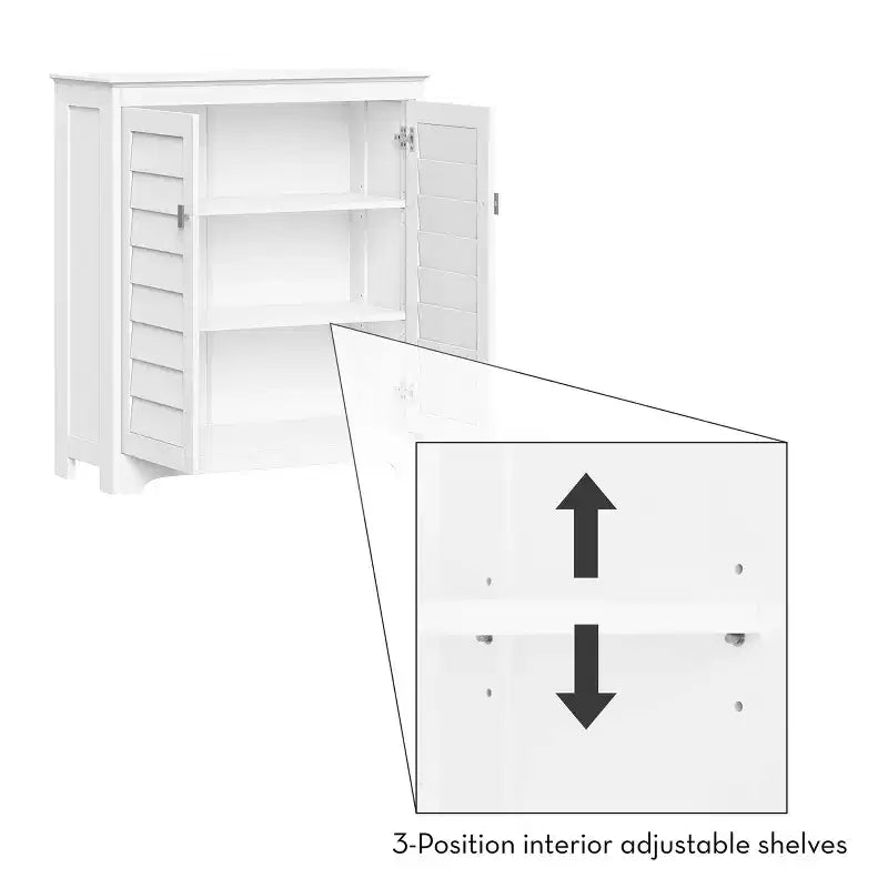 RiverRidge Brookfield, mobiletto e organizer da bagno e lavanderia a due ante con ripiani regolabili - Bianco