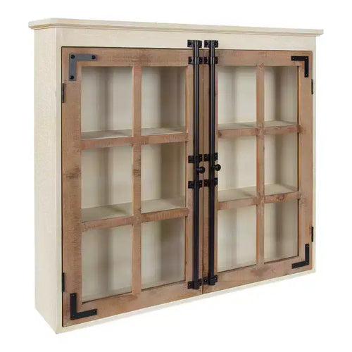 Pensile da parete decorativo in legno stile rustico Hutchins 30" x 6.5" x 28" bianco/marrone - Kate & Laurel All Things Decor: Nessun assemblaggio