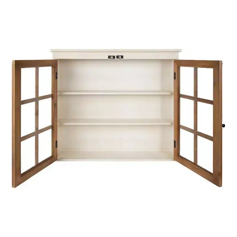 Pensile da parete decorativo in legno stile rustico Hutchins 30" x 6.5" x 28" bianco/marrone - Kate & Laurel All Things Decor: Nessun assemblaggio
