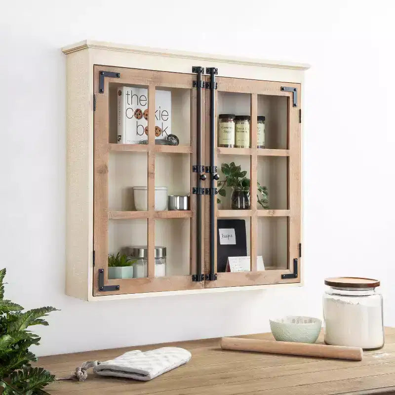 Pensile da parete decorativo in legno stile rustico Hutchins 30" x 6.5" x 28" bianco/marrone - Kate & Laurel All Things Decor: Nessun assemblaggio