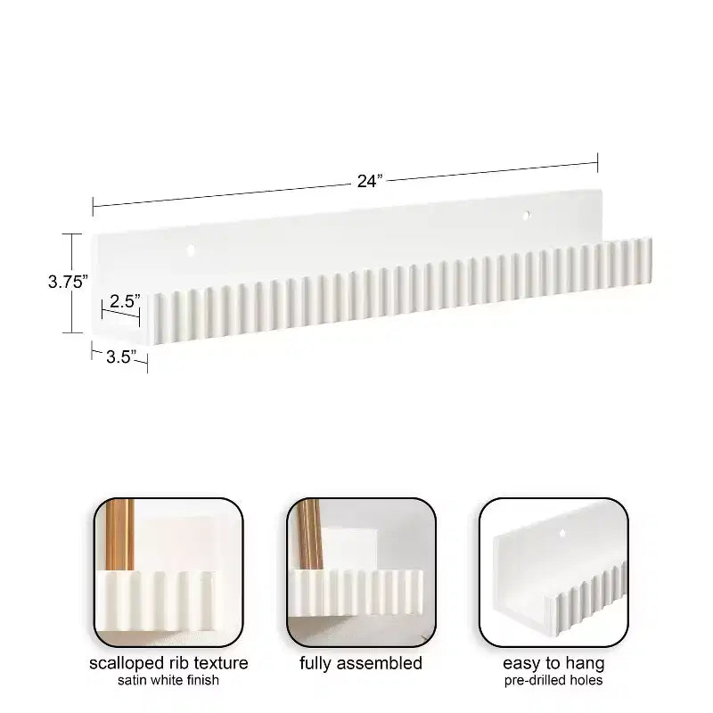 Kate & Laurel All Things Decor Mensole a sporgenza Furrow, Set da 2, Bianche