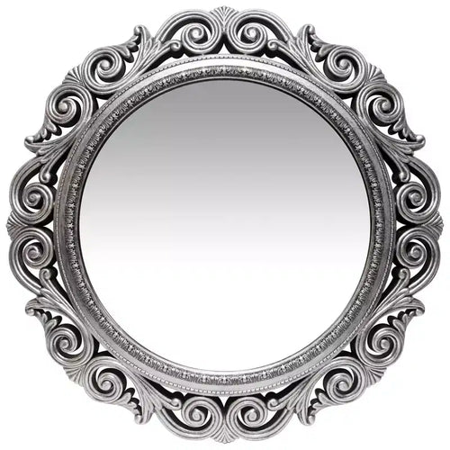 22" Round Wall Mirror Antique Silver - Infinity Instruments: Romanesque Style, No Assembly Required