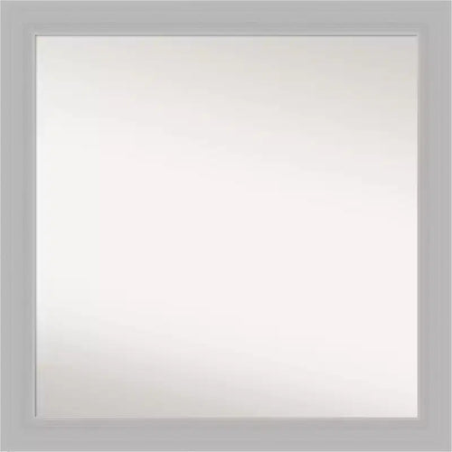 30" x 30" Non-Beveled Wood Bathroom Wall Mirror Brushed Sterling Silver - Amanti Art