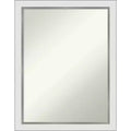 21" x 27" Non-Beveled Eva White Silver Narrow Wall Mirror - Amanti Art: Modern Rectangle, Includes Mounting Hardware