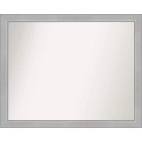 31" x 25" Non-Beveled Vista Brushed Nickel Narrow Bathroom Wall Mirror - Amanti Art: Rectangle, Polystyrene Frame, Wall Mounted
