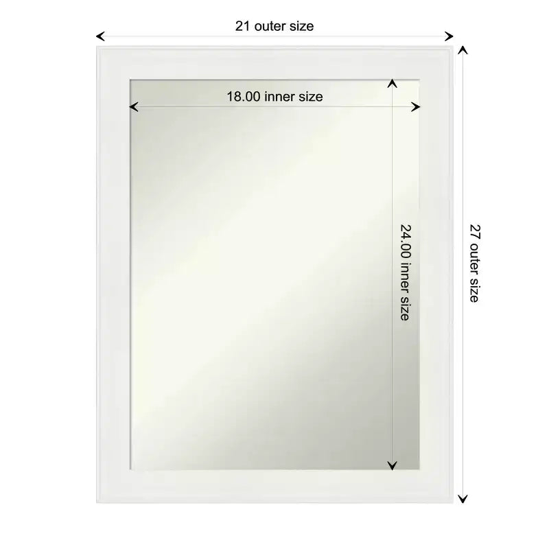 Amanti Art 22"x28" Specchio da parete non smussato per bagno Vanity White Narrow: cornice in polistirene, include hardware per il montaggio