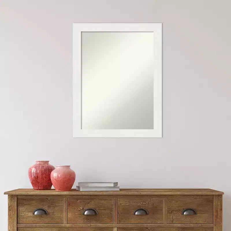 Amanti Art 22"x28" Specchio da parete non smussato per bagno Vanity White Narrow: cornice in polistirene, include hardware per il montaggio