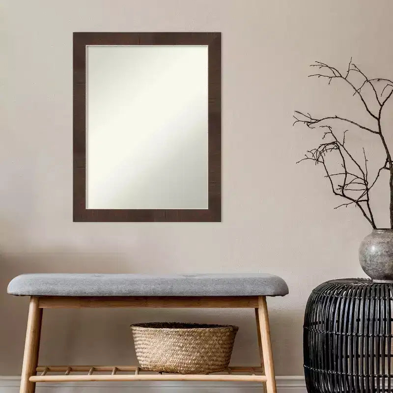 Specchio da Parete Stretto Wildwood Marrone Non Smussato 21" x 27" - Amanti Art