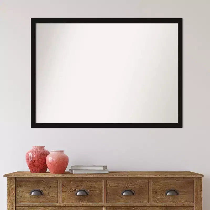 Specchio da parete stretto nero Avon, senza smussature, 40" x 29" - Amanti Art