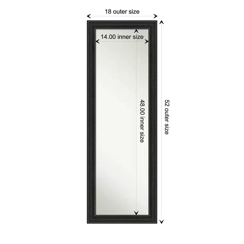 Specchio a figura intera stretto da appendere alla porta 45,7 cm x 132 cm Senza smussatura - Amanti Art, Nero relitto