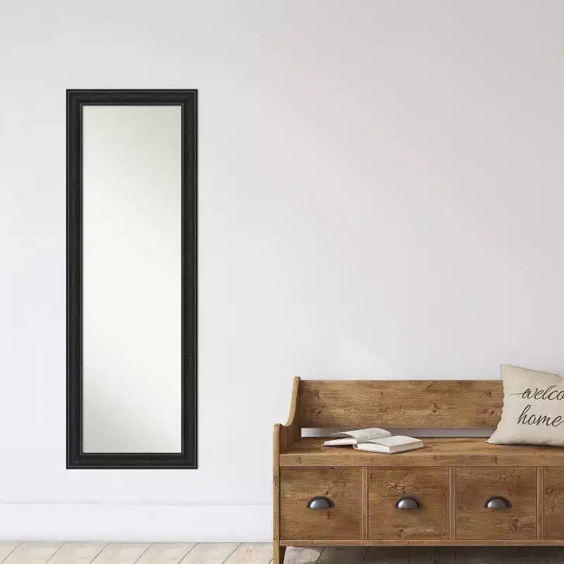 Specchio a figura intera stretto da appendere alla porta 45,7 cm x 132 cm Senza smussatura - Amanti Art, Nero relitto