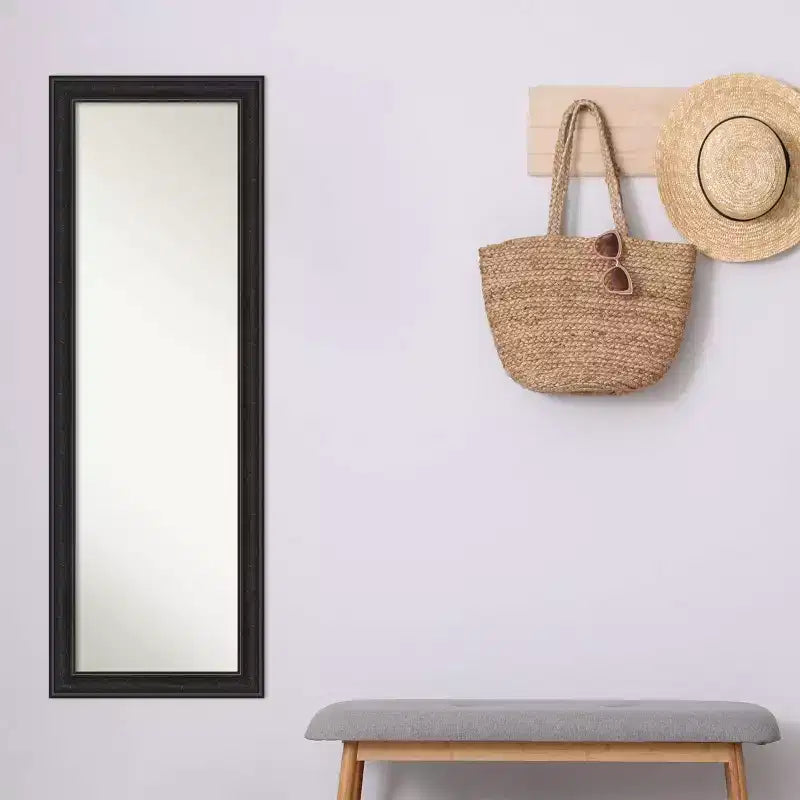 Specchio a figura intera stretto da appendere alla porta 45,7 cm x 132 cm Senza smussatura - Amanti Art, Nero relitto