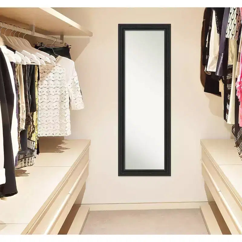 Specchio a figura intera stretto da appendere alla porta 45,7 cm x 132 cm Senza smussatura - Amanti Art, Nero relitto