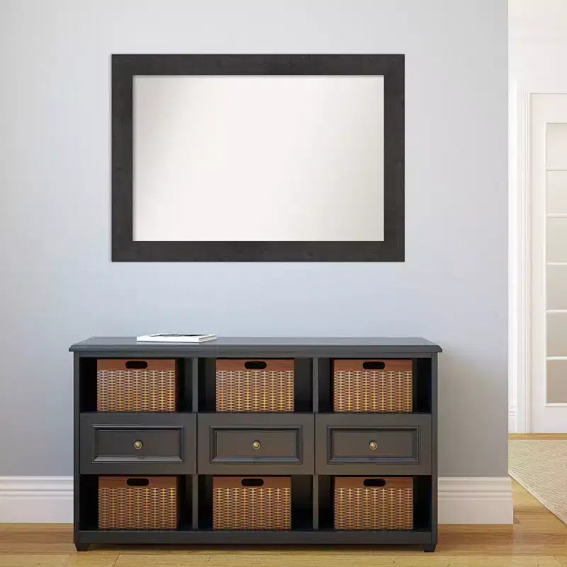 Specchio da parete rustico con doghe color espresso da 42" x 30" per mobiletto bagno - Amanti Art: hardware di montaggio incluso