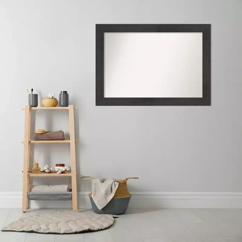 Specchio da parete rustico con doghe color espresso da 42" x 30" per mobiletto bagno - Amanti Art: hardware di montaggio incluso