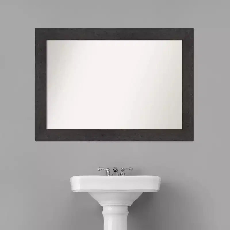 Specchio da parete rustico con doghe color espresso da 42" x 30" per mobiletto bagno - Amanti Art: hardware di montaggio incluso