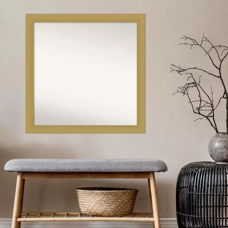 Specchio da parete Amanti Art Grace da 76 x 76 cm, non smussato, oro spazzolato: quadrato moderno, cornice in polistirene