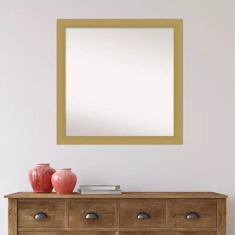 Specchio da parete Amanti Art Grace da 76 x 76 cm, non smussato, oro spazzolato: quadrato moderno, cornice in polistirene