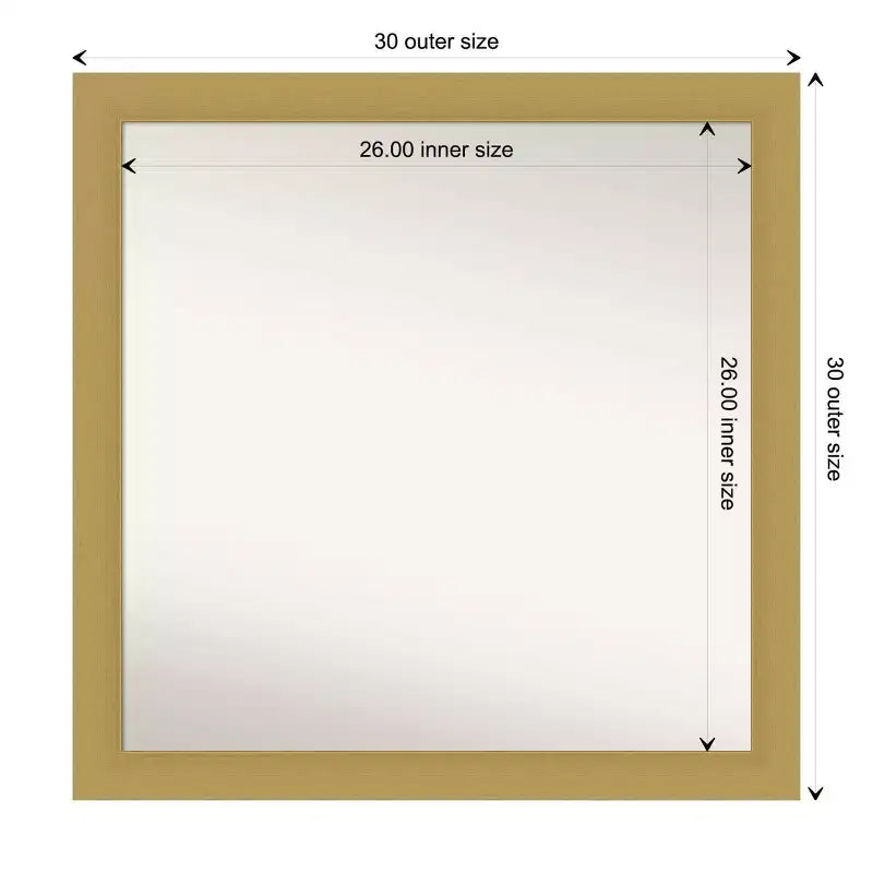 Specchio da parete Amanti Art Grace da 76 x 76 cm, non smussato, oro spazzolato: quadrato moderno, cornice in polistirene