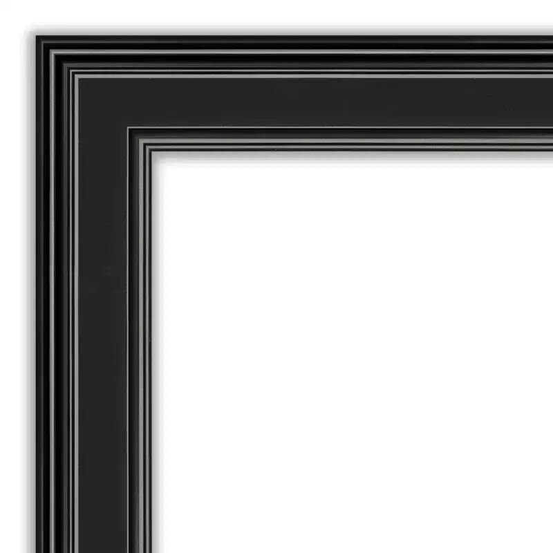 Specchio da parete nero 44" x 33" senza smusso - Amanti Art: rettangolare moderno, cornice in polistirene, include hardware di montaggio