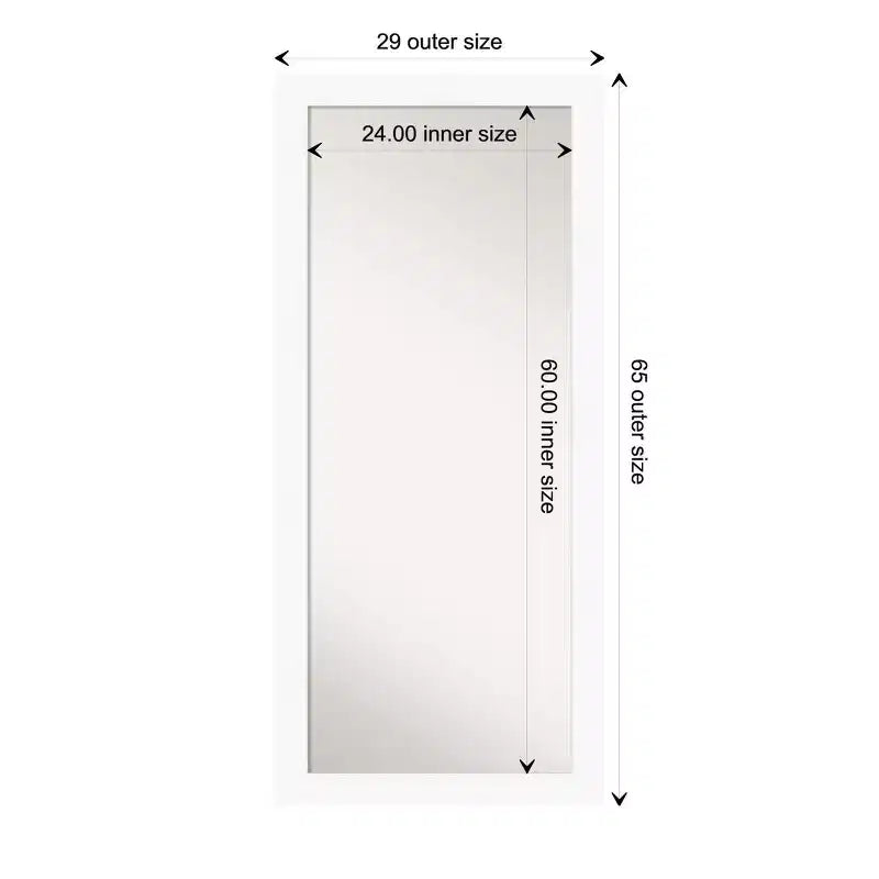 Specchio intero da appoggio da 30" x 66" bianco non smussato per armadio - Amanti Art