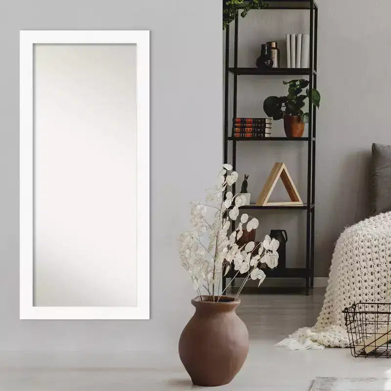 Specchio intero da appoggio da 30" x 66" bianco non smussato per armadio - Amanti Art