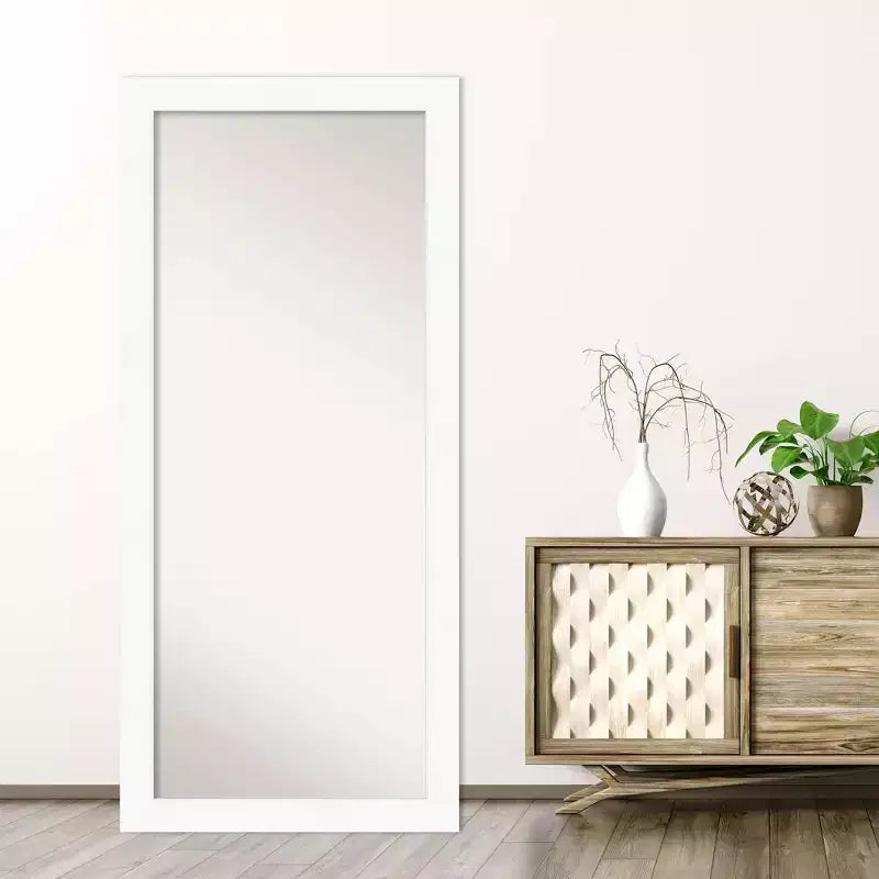 Specchio intero da appoggio da 30" x 66" bianco non smussato per armadio - Amanti Art