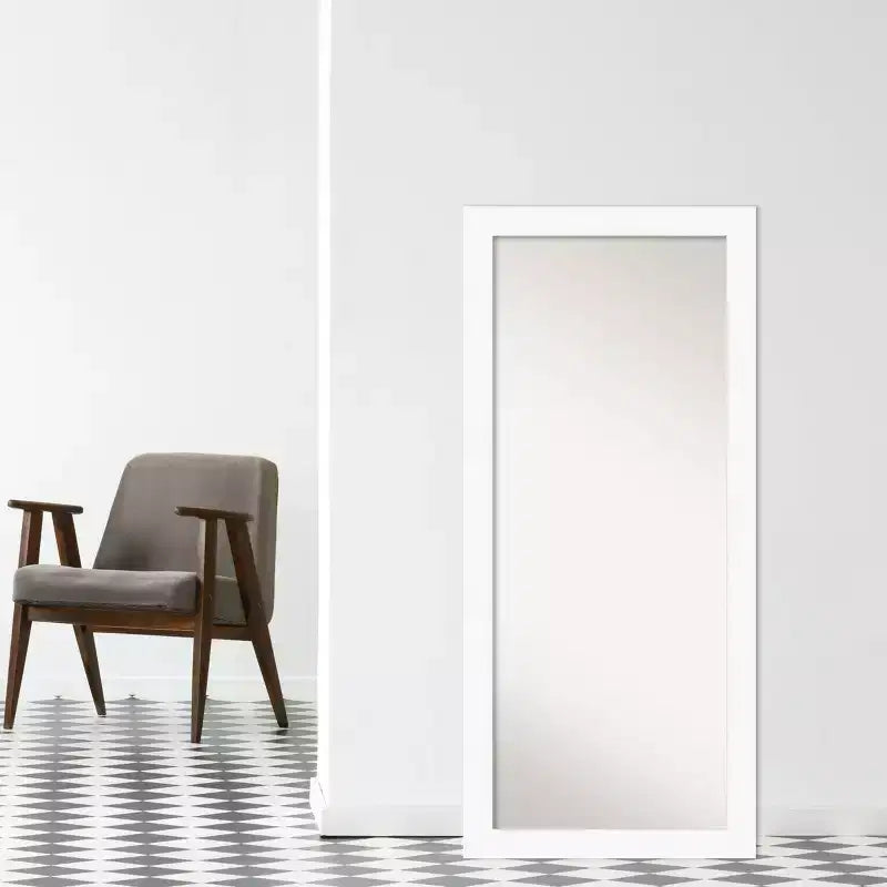 Specchio intero da appoggio da 30" x 66" bianco non smussato per armadio - Amanti Art