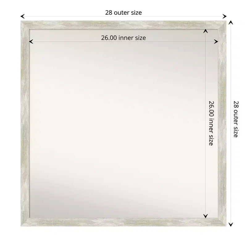 Specchio da parete per bagno sottile 71 x 71 cm, non bisellato, effetto crackle, argento metallizzato - Amanti Art: Include accessori per il montaggio, cornice in polistirene