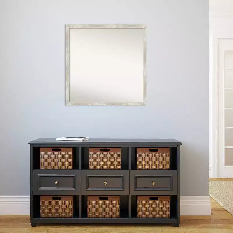 Specchio da parete per bagno sottile 71 x 71 cm, non bisellato, effetto crackle, argento metallizzato - Amanti Art: Include accessori per il montaggio, cornice in polistirene