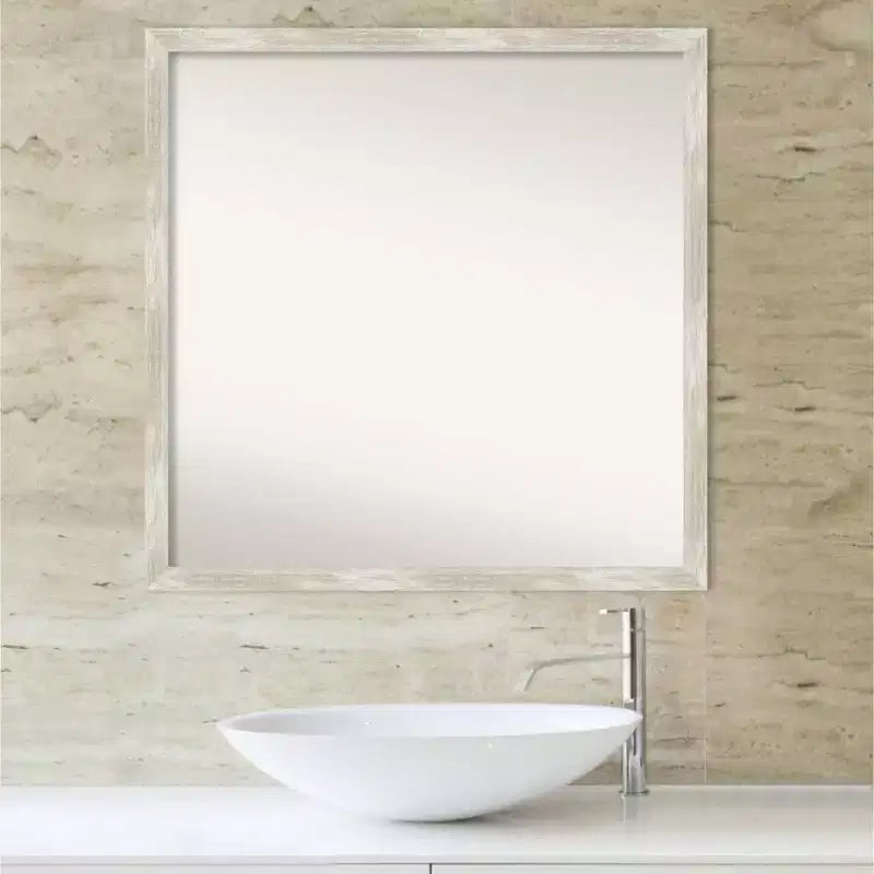 Specchio da parete per bagno sottile 71 x 71 cm, non bisellato, effetto crackle, argento metallizzato - Amanti Art: Include accessori per il montaggio, cornice in polistirene