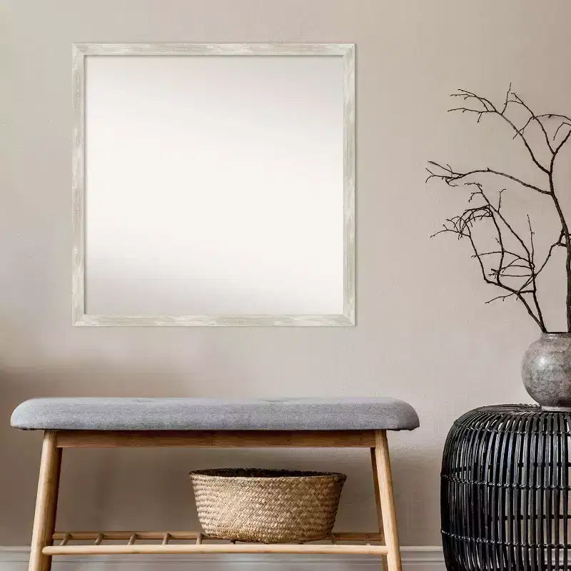 Specchio da parete per bagno sottile 71 x 71 cm, non bisellato, effetto crackle, argento metallizzato - Amanti Art: Include accessori per il montaggio, cornice in polistirene