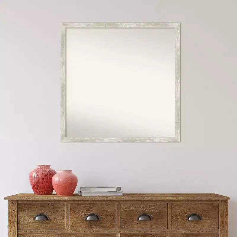 Specchio da parete per bagno sottile 71 x 71 cm, non bisellato, effetto crackle, argento metallizzato - Amanti Art: Include accessori per il montaggio, cornice in polistirene