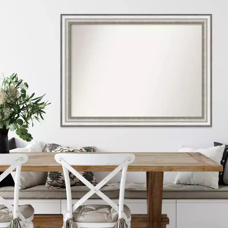 Specchio da parete argento per salone 43" x 32" senza bordo smussato - Amanti Art