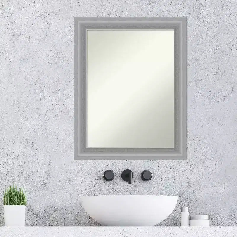 Specchio da parete stretto per bagno Amanti Art, 58 x 73 cm, non smussato, con picco, nichel lucido - include accessori per il montaggio