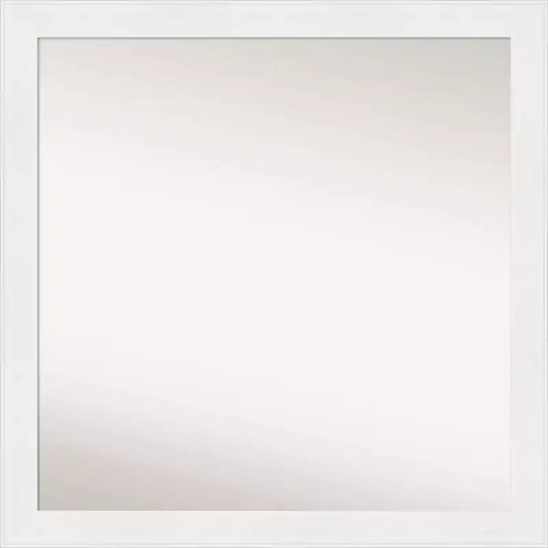 30" x 30" Non-Beveled Vanity White Narrow Bathroom Wall Mirror - Amanti Art: Includes Mounting Hardware, Wall Mount